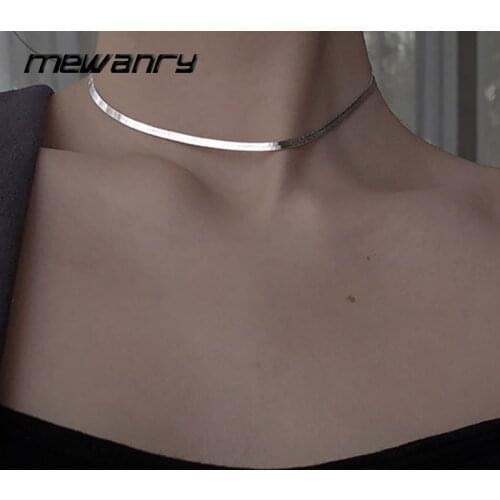 Foxanry Minimalist 925 Sterling Silver Snake Chain Necklace INS Fashion Clavicle Chain Vintage Punk Party Jewelry Gift for Women