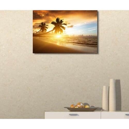 Sea Wave Seascape Single Pictures Wall Art for Dining Room Kitchen Wall Decor Dolphin Animals Sunset Coconut Tree Poster Printed