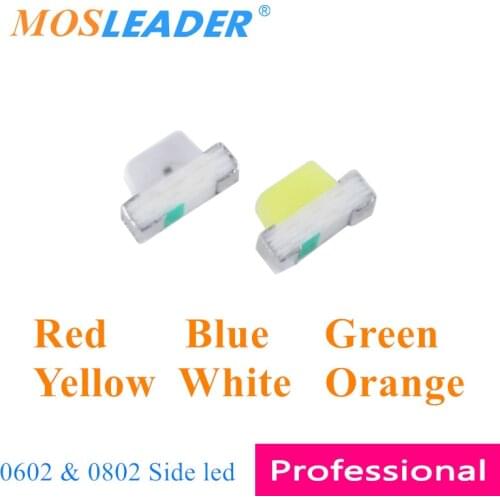 Mosleader 4000pcs SMD LED 0602 0802 0603 0805 Side led Red Blue Green Yellow White Orange 1608 2012 Side Light emitting diodes
