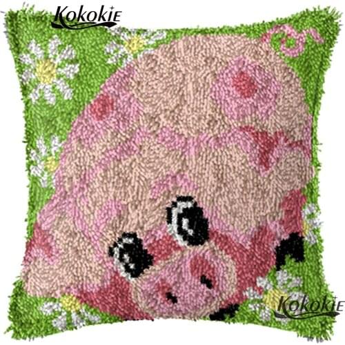 DIY needlework cushion Patchwork Pillowcase latch hook rug kits animals counted cross stitch kits for embroidery pig carpet