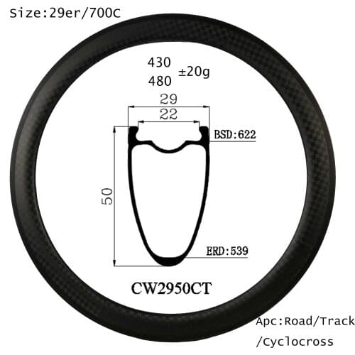 2021 New arrival carbon road bike wheel bicycle rim online cheap sale 29X50mm clincher or tubeless can be easy mount cycles OEM