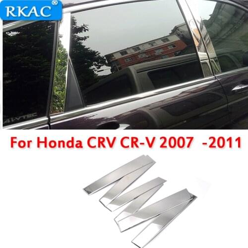 Stainless Steel Window Trims Center Pillars B + C Pillar Covers 6Pcs Fit For Honda CRV CR-V 2007 - 2011 car styling ACCESOIRES