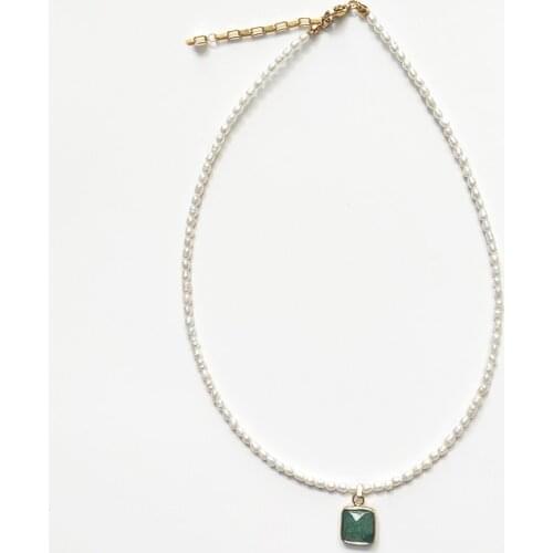 Natural Pearl Square Stone Pendant Handmade Choker Necklace Elegant Lady Fashion Accessories Charm Jewelry Gives Exquisite Gifts