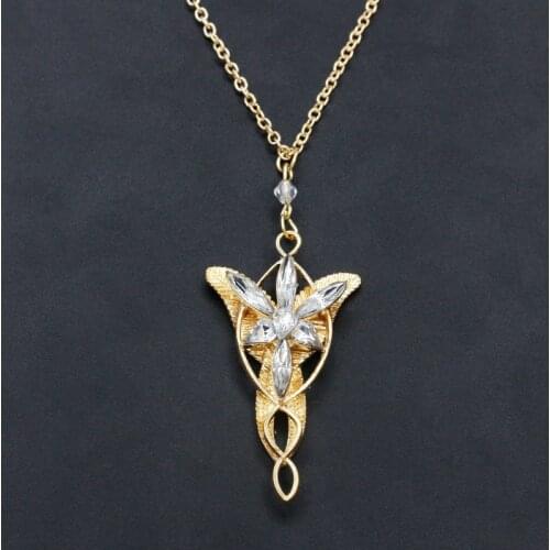 Evenstar Necklace Elfstone Elessar Aragorn Galadriel Elves Princess Cubic Zirconia Stone Pendant Arwen Jewelry Women Wholesale