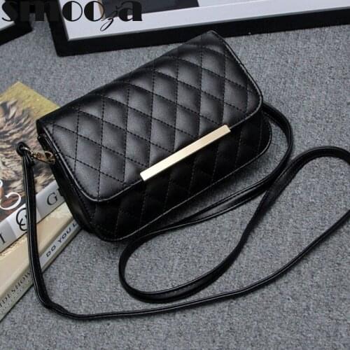 SMOOZA New Arrive 2021 Women PU Leather Shoulder Bags Girls Brief Flap Womens Casual Messenger Bags Crossbody Bags