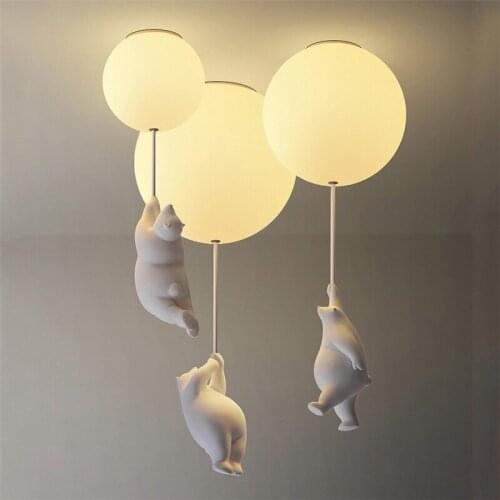 Modern bear cartoon led ceiling lamp childrens room bedroom warm cartoon decorative lamp ceiling lamp