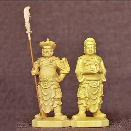 11cm Zhou Cang Guan Ping statue wooden figure figure, hand-carved crafts