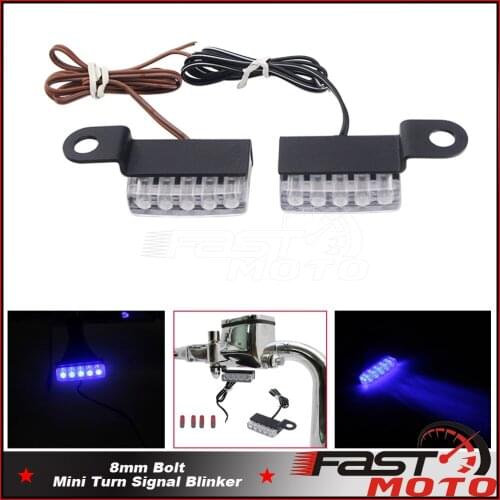 12V Mini Motorcycle LED Turn Signal Blinker Front Rear Indicator Light 4 Colors Daytime Running Lamp License Plate Blinker