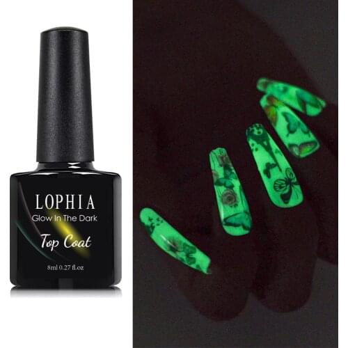 LOPHIA Luminous Top Coat Glow In Dark 8ml Gel Nail Polish Soak Off Nail Primers UV LED Lamp Semi Permanent Gel Varnish For Nail