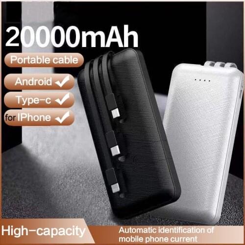 Ultra Thin 20000mah Power Bank Portable Charger for iPhone Android Type-C Port Cable Fast Charging Battery 20000 mah Powerbank