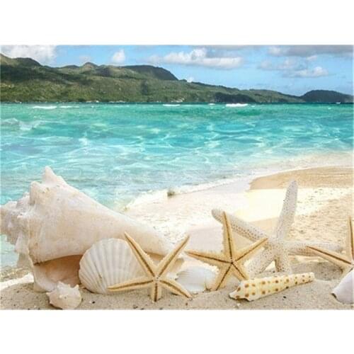 Landscape Seaside Beach Printed Fabric 11CT Cross Stitch Kit DIY Embroidery DMC Threads Craft Painting Sewing Handmade Mulina