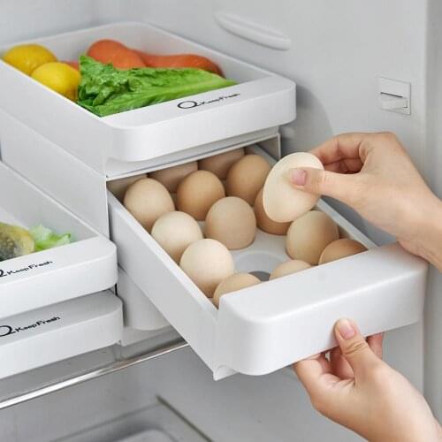 Drawer Type Egg Container Single Layer Kitchen Food Food Box Rack Plastic Refrigerator Preservation Boxes