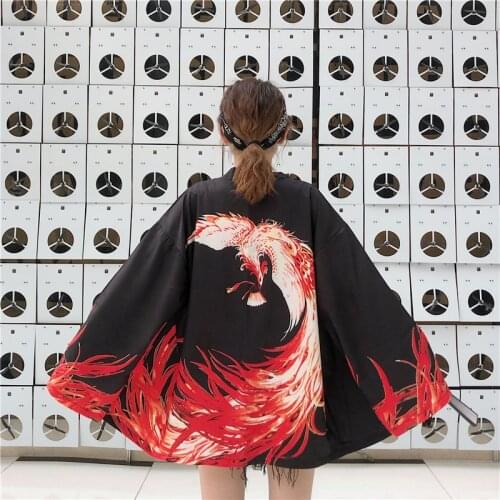 Yukata Women Japanese Kimono Cardigan Dragon Printed Long Sleeve Shirt Casual Kimonos Female Asian Kimono Cosplay Costumes