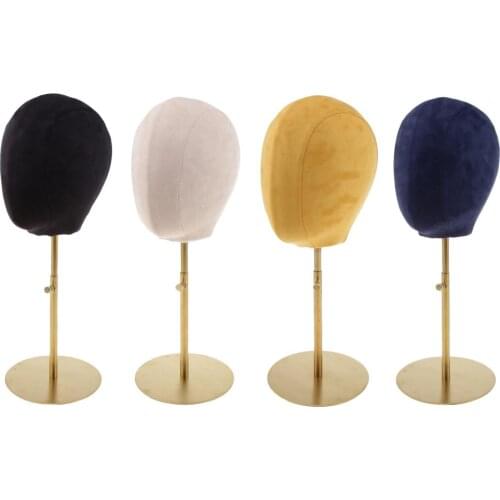 Suede Cork Mannequin Wig Hair Hat Manikin Head Model Display W/ Metal Stand