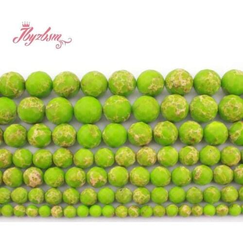 Apple Green Sea Sediment Imperial Jaspers Round Faceted Stone Beads for DIY Necklace Bracelet Earring Jewelry Making Strand 15"