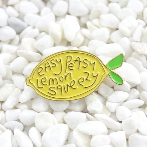 Easy Peasy Lemon Squeezy Enamel Pin Yellow lemon fresh fruit metal badge Hat backpack lapel brooch accessories