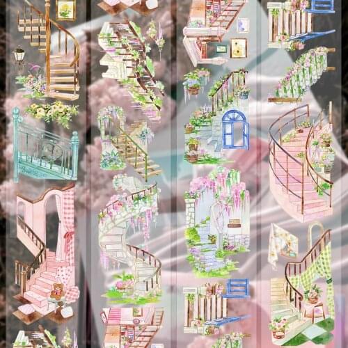 10 Meter Washi Roll Fancy Stairways Journal Stationery Pet Tape Flower Balcony