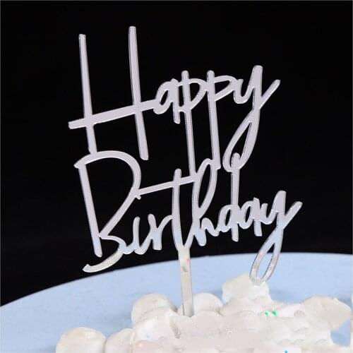 10Pcs/set Happy Birthday Cake Topper Acrylic Cake Decoration Gold Sliver for Birthday Party Cake Toppers Baby Shower Cake Topper
