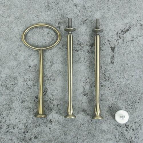 3 Tiers Set Oval Design Cake Stand Metal Gold Bronze Multicolor 10 Pcs