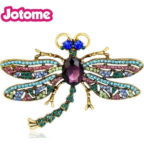 100pcs/lot High Grade Fashion Jewellry Dragonfly Animal Insect Shaped Rhinestone Alloy Brooch