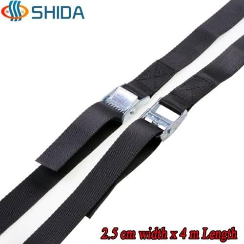 2 PCS 1 inch 2.5 cm * 4 Meters Metal Cargo Lashing Polyester Webbing Strap Ratchet Tie Down with Cam Buckle Winch Strap