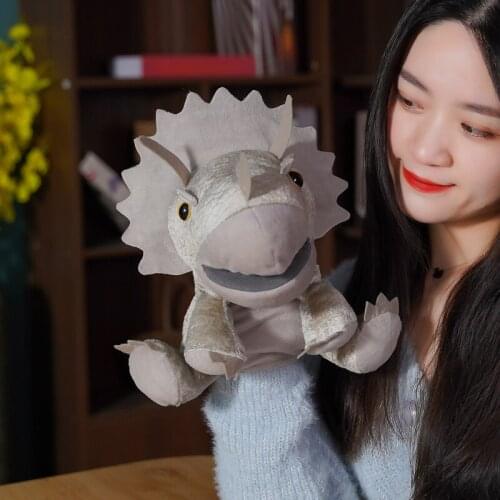 25cm Cute Cartoon Dinosaur Plush Hand Puppets Stuffed Soft Animals Telling Learning Funny Accompany Toy Baby Birthday Gift