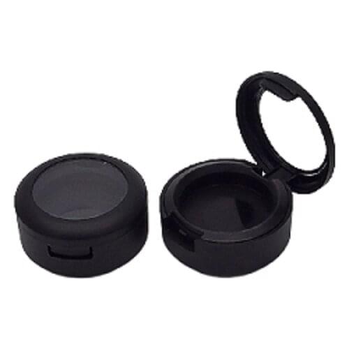 26mm Matte Black Plastic Round Eyeshadow Box Empty Blush Case with Transparent Skylight Cosmetic Packaging Lip Cream Case 50pcs