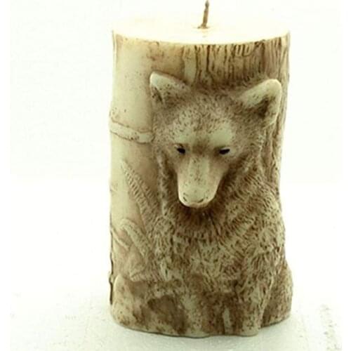 Animal 3D Wolf Cylinder Candle Mold Silicone Soap Candle Molds Polymer Clay Craft Handmade Resin Art Decoration Mould