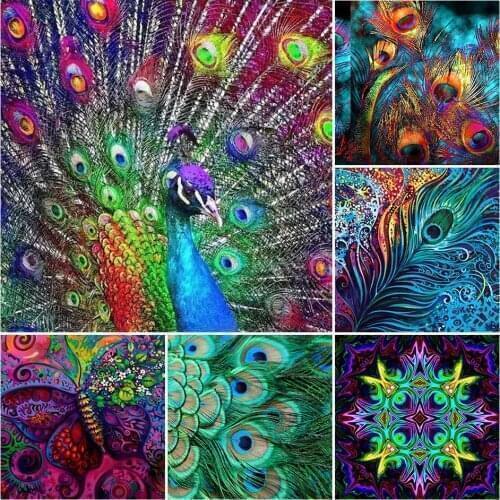 5D DIY Diamond Painting Full Square Cross-stitch Feather Dragonfly Art Picture Rhinestones Diamond Embroidery mosaic Decor Gift