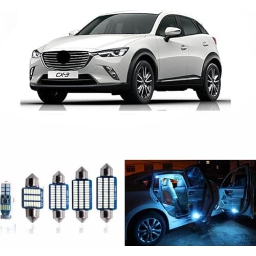 6pcs Error Free White Interior LED Light Package Kit For Mazda cx-3 cx3 accessories reading Indoor lights ice blue 12v