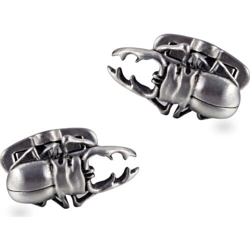 Casting Beetle Insect Black Matte Stainless Steel 316L Cufflinks For Tuxedo Business Formal Shirts