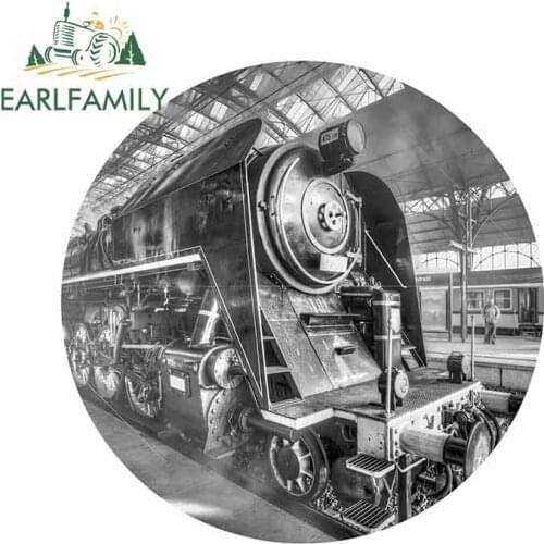 EARLFAMILY 13cm x 12.8cm For Black Steam Train Cartoon Decal Vinyl Material Car Stickers Waterproof Fashion Bumper Decoration