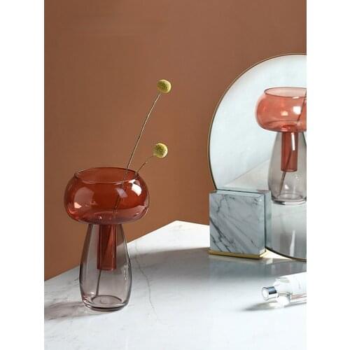 GY Light Luxury Geometric Glass Vase Transparent Ornaments Dining Table Vase Nordic Living Room Simple Decorations Creative