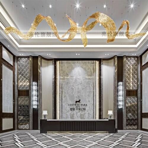Sales department front desk chandelier custom large hotel lobby crystal lamp hall banquet hall lighting negotiation area light
