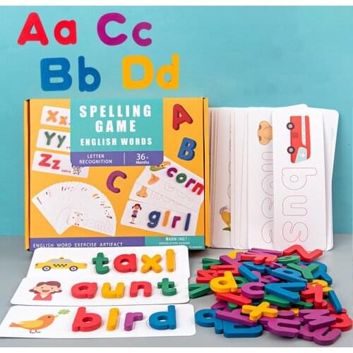 Montessori Spell Word Game Wooden Toys Early Learning Jigsaw Letter Alphabet Puzzle Preschool Educational Baby Toys for Children