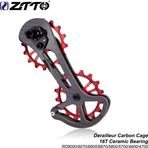 ZTTO Road Bike Carbon Fibre Rear derailleur Cage With 16T Ceramic jockey wheel For RD9000/9070/6800/6870/5800/5700/4700/4600