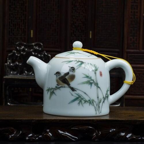 Chinese Longquan Celadon Teapot 260ml Porcelain Tea Cup Kung Fu Tea Set Hand Painted Teapot Puer Oolong Tea Pot Set Gift