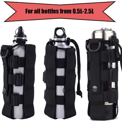 New 0.5L-2.5L Molle Water Bottle Holster Adjustable Military Canteen Cover Pouch Tactical Outdoor Hunting Camping Kettle Bag
