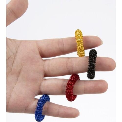 Finger Ring Toy Stress Relief Sensory Spring Fingers Rings Stress Anxiety Relief Finger Toys Spiky Finger Ring Acupressure Ring