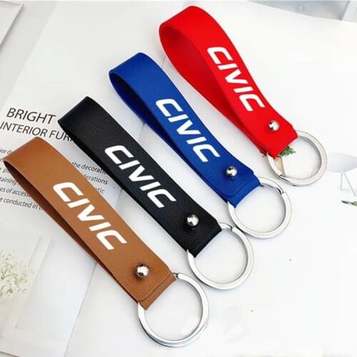 Leather keychain Car key bag Handmade original business leather keychain For Honda Civic 2011-1996 10th 8th type r si ek eg ep3
