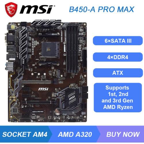 MSI B450-A PRO MAX AMD B450 B450M Socket AM4 Desktop Motherboard kit ryzen 7 5800x 3800X Cpus DDR4 32G M.2 PCI-E 3.0 HDMI USB3.2