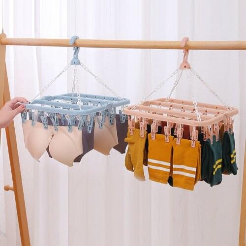 8/12/18/24/32 Clips Multifunctional Folding Clothes Hanger Windproof Socks Clips Underwear Drying Racks