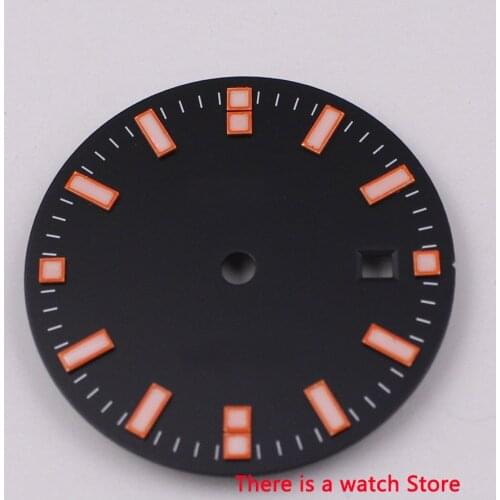 31.5mm Black Watch Face Mens Watch Date Window Watch Dial Fit For MINGZHU 3804(GMT) Automatic Movement