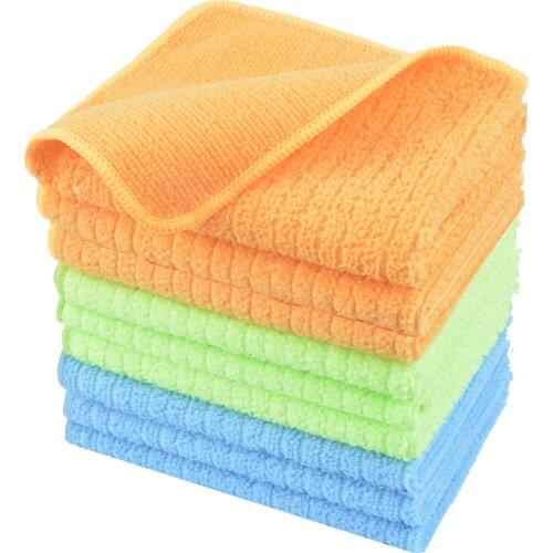 Soft Kitchen Microfiber Dish Rags Dish Cloths Washing Dishes Cloths Fast Drying Cleaning Cloth With Stripe 12inx12in 9 Pack