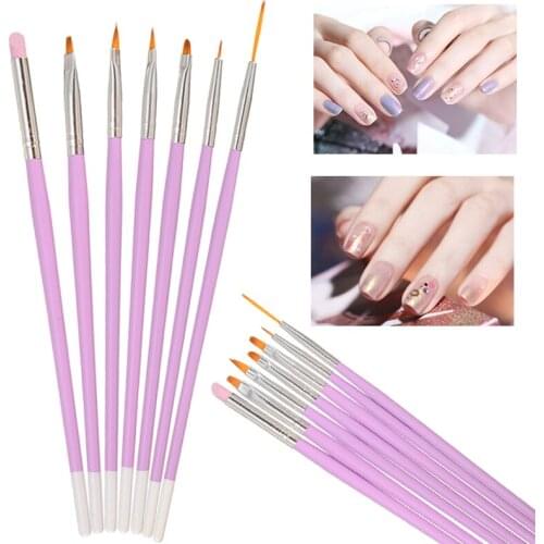 7pcs Nail Brush Set Painting Liner Dotting Drawing Pen DIY Manicure Kit For Cuticle Remove Tools