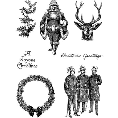 2021 New Merry Christmas Words Clear Stamps Santa Claus and Elk Iris Scrapbooking For Crafts Card Making no Metal Cutting Dies