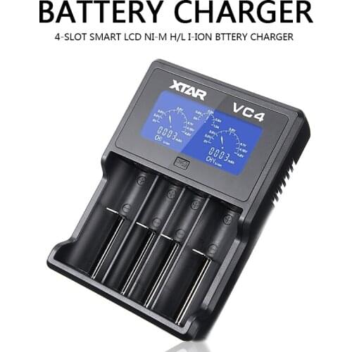 New Arrivals XTAR VC4 USB 18650 20700 21700 32650 Li-Ion Ni-MH Battery LCD Charger Battery Charging Accessories