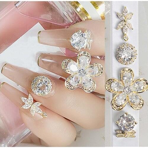 New Luxury Flower Water Drop Zircon Nail Art Decoration Shiny Crystal Nail Rhinestone Jewelry DIY Manicure Ornaments