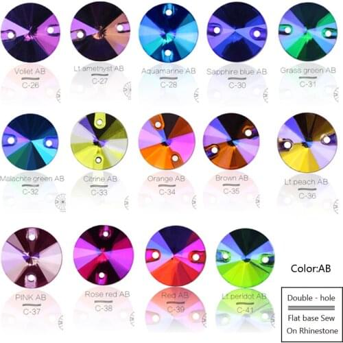 QL colorful Round rivoli sewing rhinestones AB flatback glass crystal sew on rhinestone стразы for DIY wedding dress accesssior