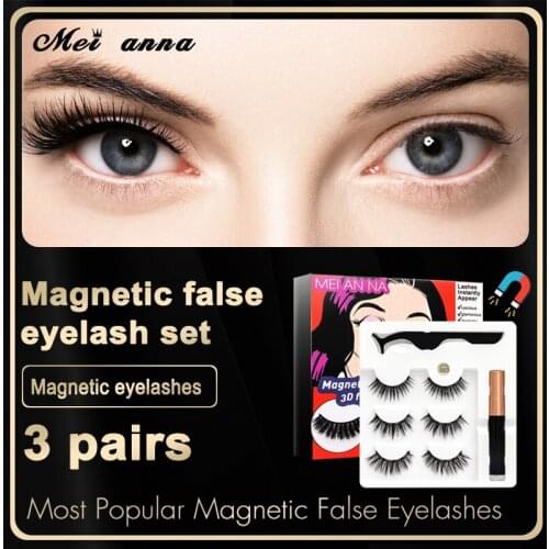 MEIANNA 3D False Eyelashes Natural Magnetic Eyelash 3 Pairs Individual Makeup Wispy Fluffy Magnetic Extension Lifting Lashes